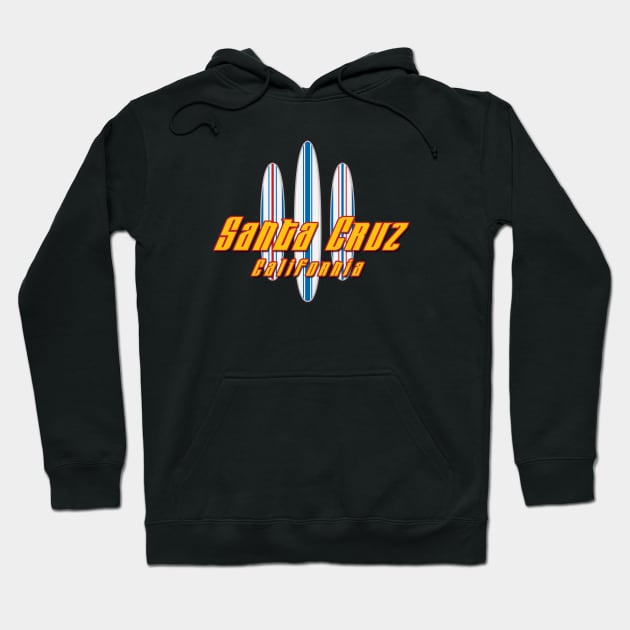 Santa Cruz Logo Three Surfboards Hoodie by PauHanaDesign